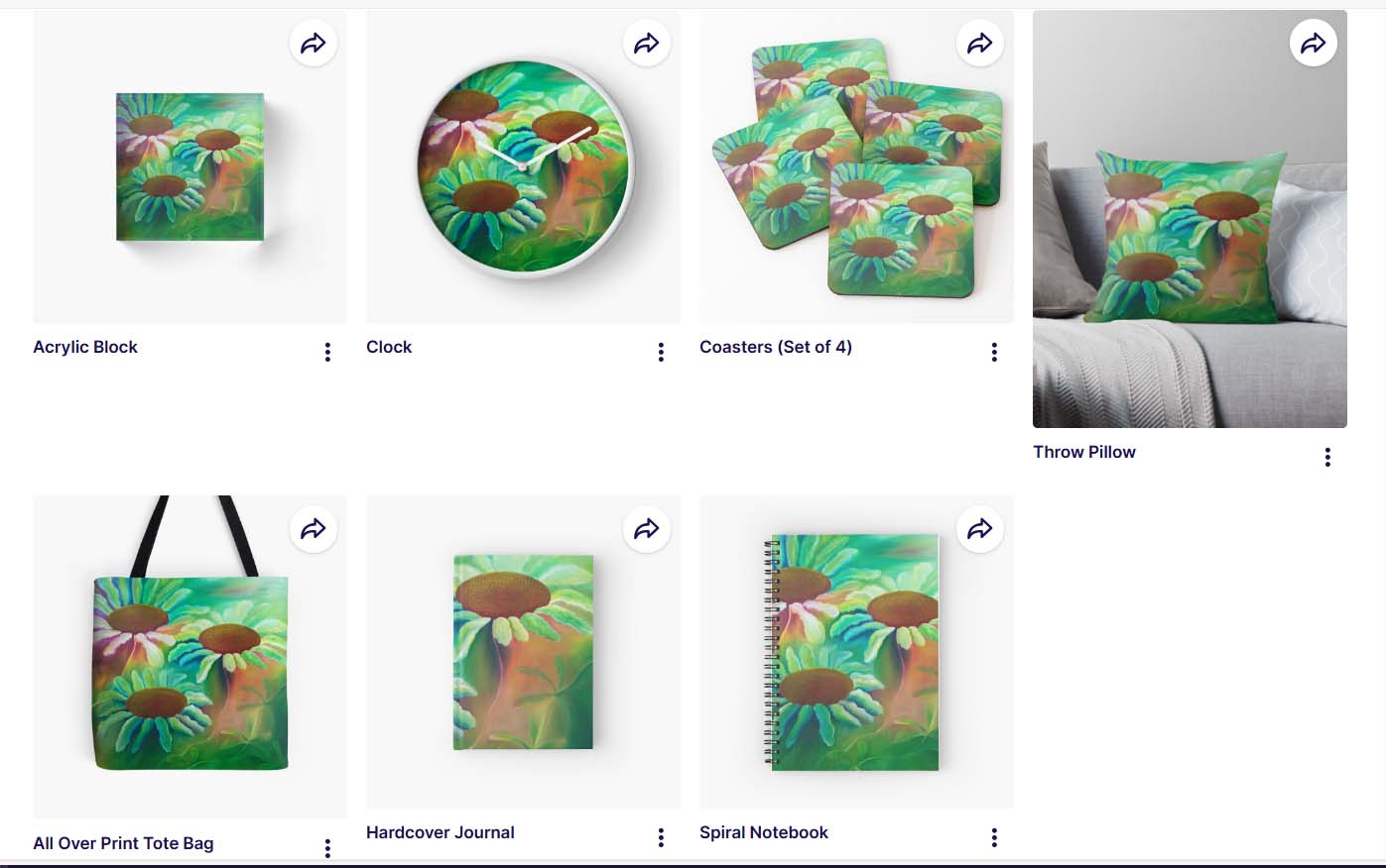 Daisies  design on clock, bags, notebooks